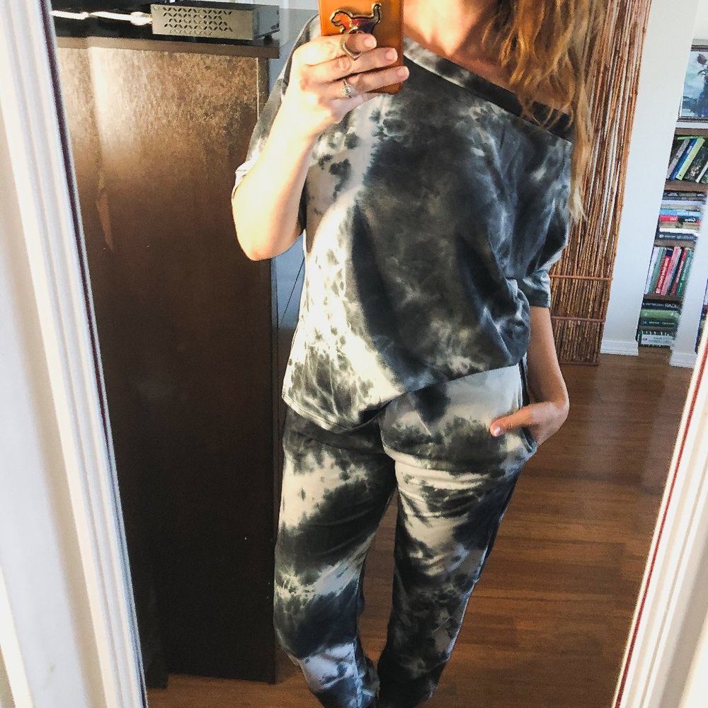 Ellis Tie Dye Jogger Set Black and White